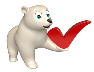 Bear cartoon character with right sign