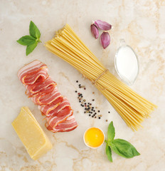 set of products for pasta Carbonara