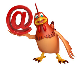  Hen cartoon character with at the rate sign