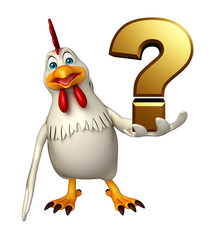  Hen cartoon character  with question mark sign