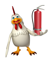  Hen cartoon character Hen cartoon character  with fire extingui