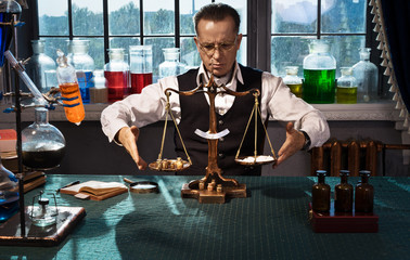 scientist weighs in the balance