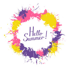 Summer background with paint splashes 