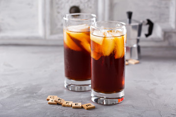 Iced coffee in tall glasses