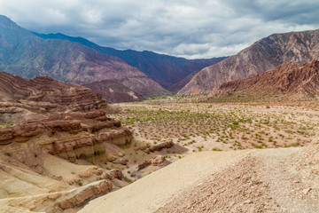 Colorful rock formations in Quebrada de Cafayate, Argentina