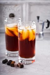 Iced coffee in tall glasses