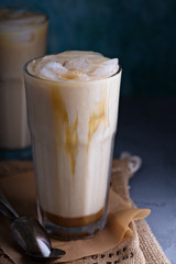 Iced coffee with milk in tall glasses