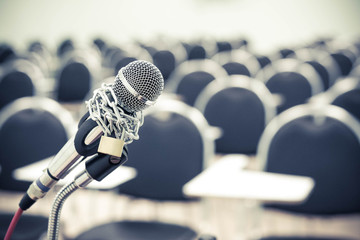 A chained microphone - Freedom of the press is oppressed.