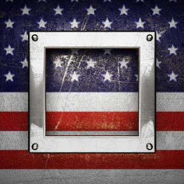 silver background painted to US flag. 3D illustration