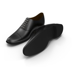 Male leather shoes isolated on a white, 3D illustration