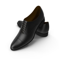 Male leather shoes isolated on a white, 3D illustration