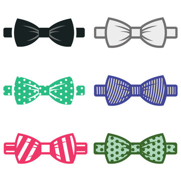 Vector Color Bow Ties Icons Set