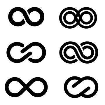 Vector black infinity icons set