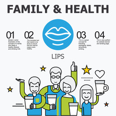 Internal organs - lips. Medical infographic icons, human organs, body anatomy. Vector icons of internal human organs Flat design. Internal organs icons.
