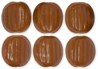 chocolate candies isolated on white background