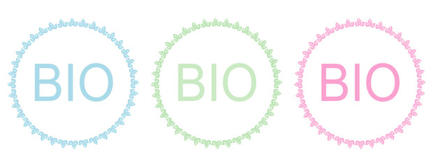 Bio frames, labels over white background