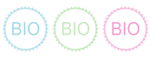 Bio frames, labels over white background