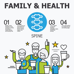 Internal organs - spine. Family and a healthy lifestyle. Medical infographic icons, human organs, body anatomy. Vector icons of internal human organs Flat design. Internal organs icons.