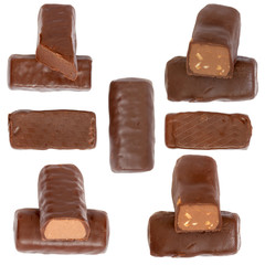 chocolate candies isolated on white background