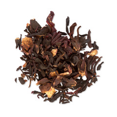 dried hibiscus on white background