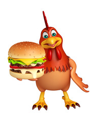 3d rendered illustration of Hen cartoon character with bueger