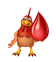 3d rendered illustration of Hen cartoon character with blood drop