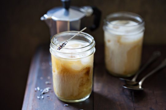 Iced coffee with lavender infused cream