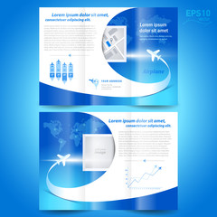  brochure design template tri-fold airplane flight line takeoff
