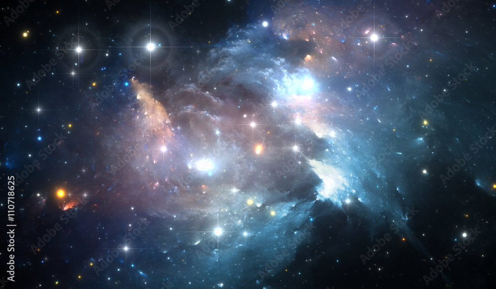 Wall mural giant glowing nebula. space background with colorful nebula and stars
