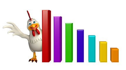 cute Hen cartoon character with graph