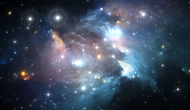 Giant glowing nebula. Space background with colorful nebula and stars