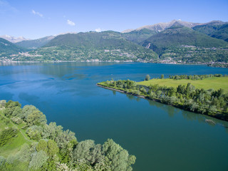 Aerial - Lago di Como (IT) - Colico - Trivio di Fuentes - Foce dell'Adda