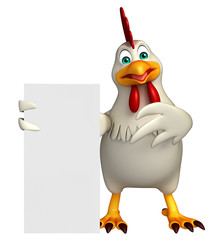 fun Hen cartoon character with  board