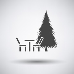 Park seat and pine tree icon