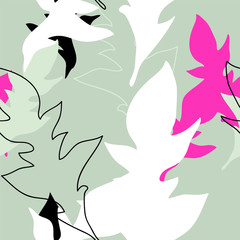 Floral seamless pattern with colorful leaves. 