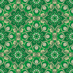 Seamless pattern. Decorative pattern in beautiful beige and emerald colors. Vector illustration