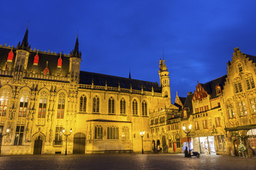 Fototapeta na wymiar Burg Square in Burges in Belgium