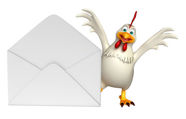 cute  Hen cartoon character with mail