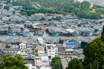 Obraz premium View of coastal village