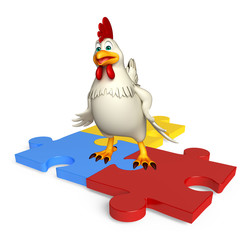 fun Hen cartoon character with puzzle