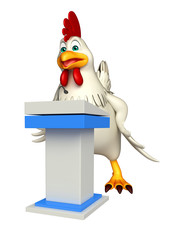 fun Hen cartoon character with speech stage