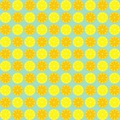 Lemon seamless pattern vector. Yellow and orange lemon slices seamless pattern. Vector illustration of lemons. Vintage background with painted lemons. Lemon slices vector.