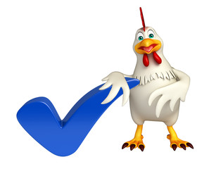  Hen cartoon character with right sign