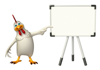 fun Hen cartoon character with display  board