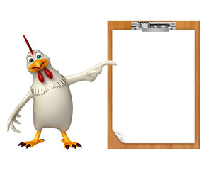 Hen cartoon character with exam pad