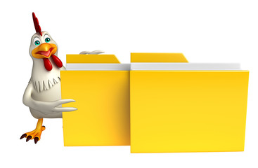  Hen cartoon character with folder