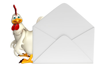 cute  Hen cartoon character with mail