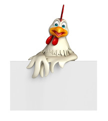 fun Hen cartoon character with  board