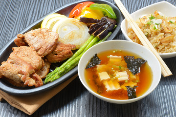 Japanese cuisine .Japanese pork Steak
