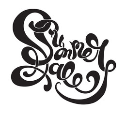 black and white Summer sale hand lettering shopping inscription,